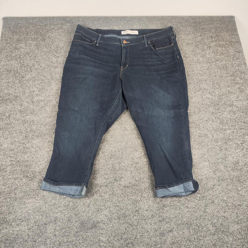 Signature Levi Strauss Capri Jeans Womens 20W Dark Wash Mid Rise Cuffed Denim